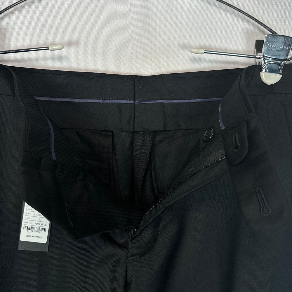 John Varvatos USA Bleecker Street Black Wool Dress Pants Mens 30 Unhemmed NEW - Picture 3 of 12